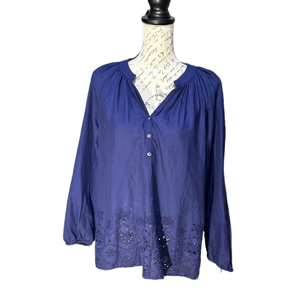 Lilly Pulitzer Navy Blue Eyelet Top Size Medium